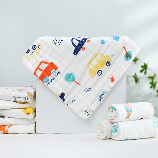 5pcst Baby Towels Muslin 6 layers Cotton SoftBaby Face Towel Handkerchief Bathing Feeding Face Washcloth Wipe Burp Cloth
