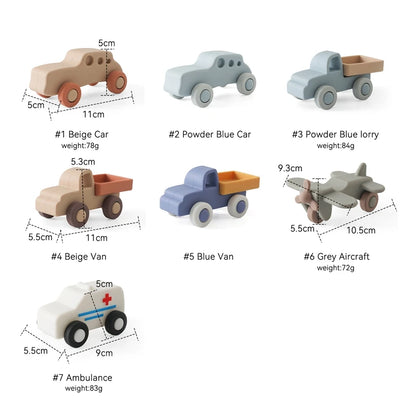 Montessori Baby Silicone Car Toys 0 12 Months Newborn Baby Things Silicone Baby Teether Toy Car  Educational Toy Silicone Blocks