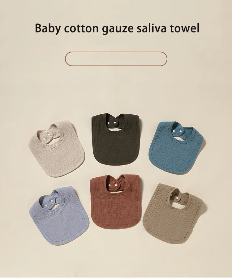 Cotton Gauze Baby Bibs Autumn New Solid Color Infant Bib Newborn Burp Cloths for Kids Boy Girl Spring Soft Feeding Saliva Towel