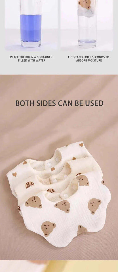 Wholesale Pure Cotton Printed Six-layer 360 Rotatable Baby Feeding Bibs Toddler Saliva Towel Infant Gauze Baby Bib