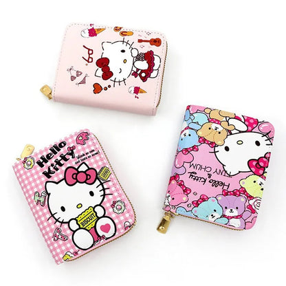 Children's Kawaii Cartoon Hello Kitty Coin Wallet Cute Cartoon Folding PU Leather Bag Girl Zero Wallet Female Walle Gifts