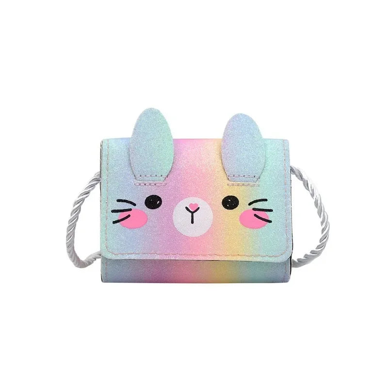 Mini Crossbody Bag for Children Cute Cartoon Cat Baby Girls Shoulder Bags PU Leather Boys Kids Small Coin Purse Handbags Wallet
