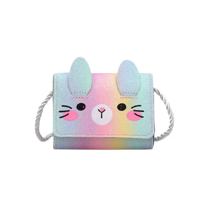 Mini Crossbody Bag for Children Cute Cartoon Cat Baby Girls Shoulder Bags PU Leather Boys Kids Small Coin Purse Handbags Wallet