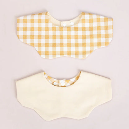 360° Cotton Baby Bibs for Kids Boys Girls Plaid Saliva Towel Cute Korea Rotativo Petal Neck Adjustable Button Feeding Burp Cloth
