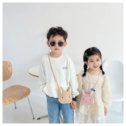 New Cartoon Animal Kids Mini Bags PU Leather Shoulder Bag Cute Bunny Bag for Children Soft Bunny Kids Toddler Girls Boy Purse