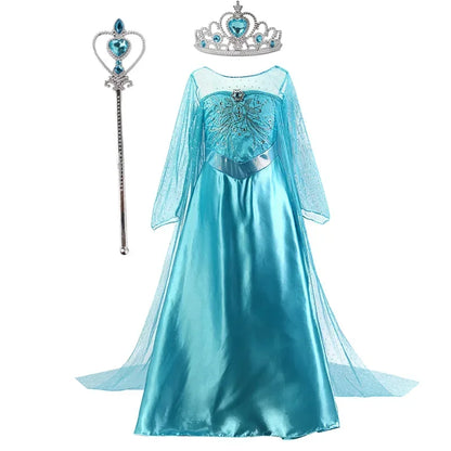 Elsa Dress for Girls 3-10 Yrs Birthday Role Elsa Princess Dress For Kids Halloween Carnival Easter Party Cosplay Girls Costume