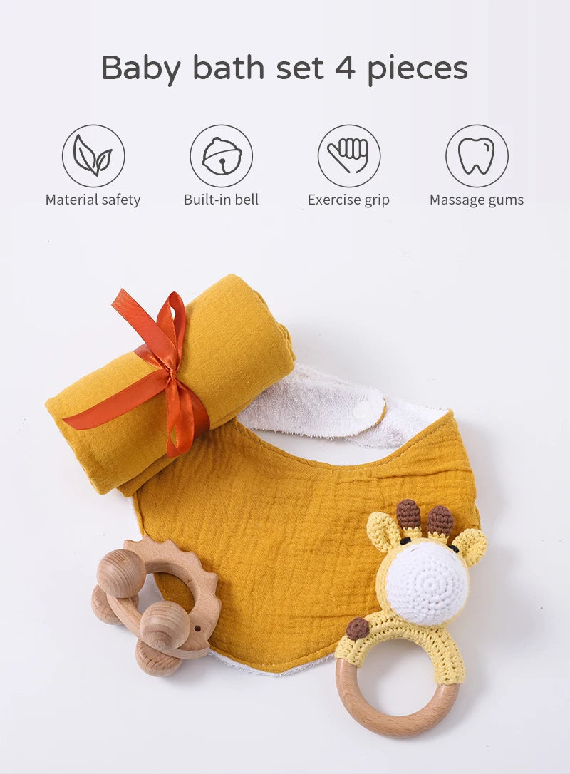 Baby drool Towel Toy Set Milestone Cards Accessories Photography Props Monthly Growth Commemoration Babies Photos Birth Gift Set