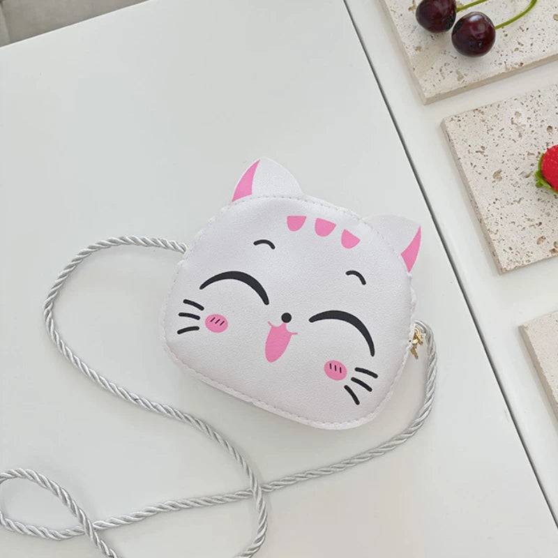 New Outdoor Kids Shoulder Bag PU Leather Cartoon Girls Princess Handbag Cute Cat Travel Baby Mini Coin Purse Messenger Bags