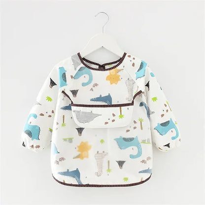 Newborn Baby Bibs Blouse Waterproof Long-sleeved Reverse Dressing Infant Eating Clothes Apron Bib Protective Clothing 0-2Years