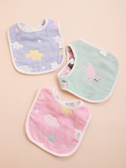 3pcs Baby Bibs U Shape Absorbent Soft Cotton Bib Soft Comfortable Toddler Feeding Eating Burpcloths Waterproof Saliva Towel