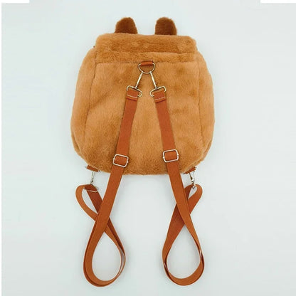 Student School Bag Artificial Fur Plush Capybara Bag Casual All-match Fur Bag Large Capacity Backpack School Backpack Mochila