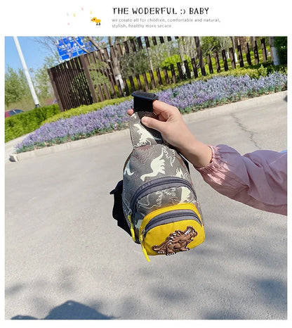 Kids Waist Bags Cartoon Dinosaur Print Outdoor Travel High Capacity Crossbody Zipper Bag Girl Boy Gift Children Chest Pouch Pack
