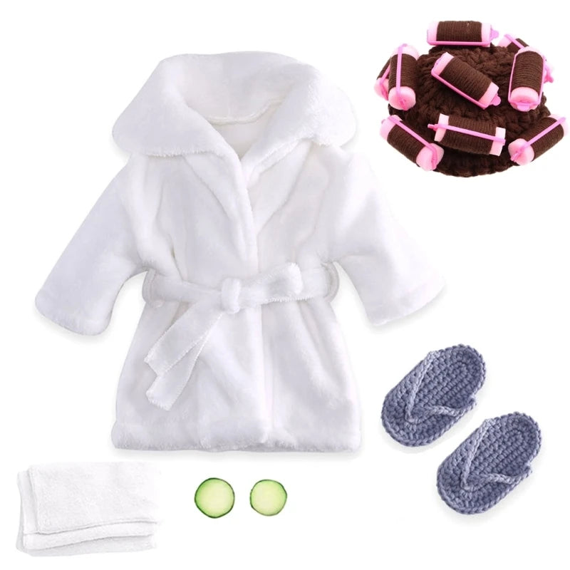 Baby Photo Shooting  Accessories Bath Robe Headwrap Plush Bathrobe Towel Infant Costume Photostudio Posing Suit Newborns Shower