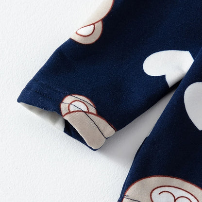 2-piece 2024 new autumn children's cute bear long-sleeved trousers suit boy leisure and comfortable home cover girl Joker pajama