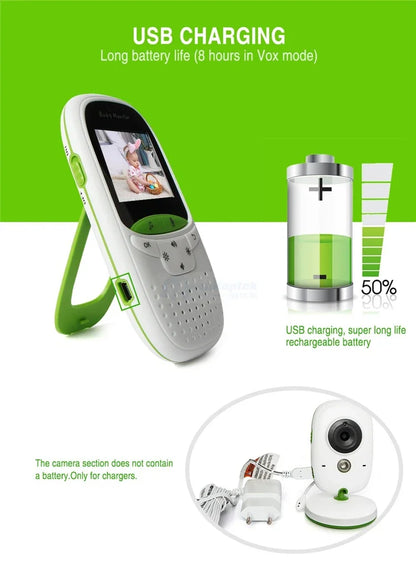 VB602 Baby Monitor IR Night Vision Temperature Monitor Lullabies Intercom VOX Mode Video Baby Camera Walkie Talkie Babysitter