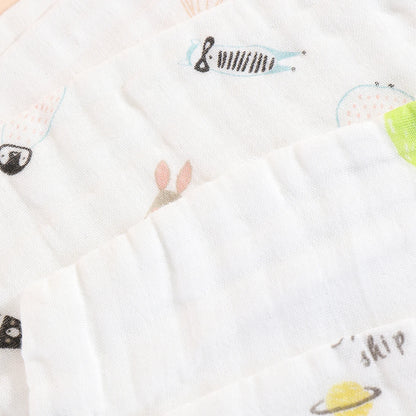 Random 5pcs Muslin 8 layers Cotton Soft Baby Towels Baby Face Towel Handkerchief Bathing Feeding Face Washcloth Wipe Burp Cloth
