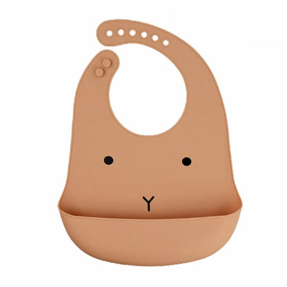 Cartoon Waterproof Soft Silicone Baby Bibs Adjustable Toddler Feeding Food Catcher Roll up Pocket Feeding Stuff Apron