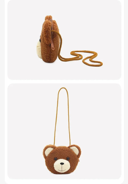Cartoon Plush Crossbody Bag for Children Cute Animal Bear Coin Wallet Boys and Girls Mini Shoulder Bag Kawaii Plush Purses