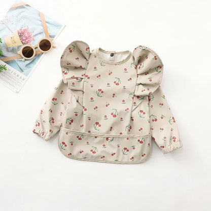 Baby Feeding Bibs Angel Wings Kids Waterproof Long Sleeve Art Smock Baby Stuff Anti-dirty Dinning Apron with Pocket for Newborn