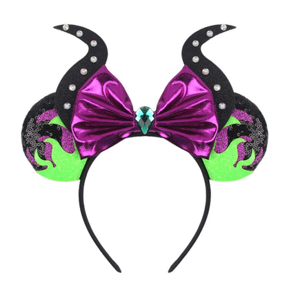 Disney Mickey 3.3"Velvet Ears Headband For Girls Soft Bow Hairband Halloween Festival Party Christmas DIY Hair Accessories