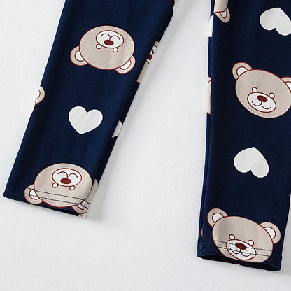 2-piece 2024 new autumn children's cute bear long-sleeved trousers suit boy leisure and comfortable home cover girl Joker pajama
