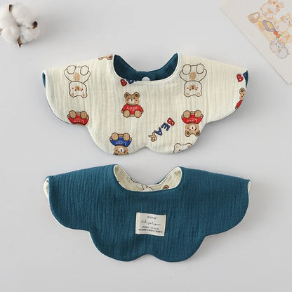 New Cute Cartoon Two-sided Usable Baby Feeding Drool Bib Infants Saliva Towel Cotton Burp Cloth For Newborn Toddler Kids Bibs
