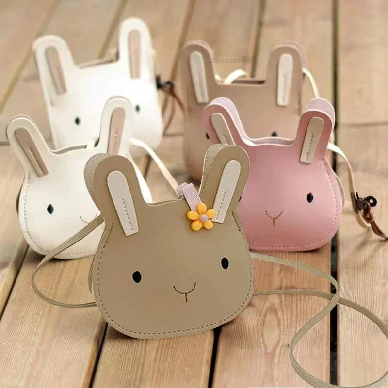 New Cartoon Animal Kids Mini Bags PU Leather Shoulder Bag Cute Bunny Bag for Children Soft Bunny Kids Toddler Girls Boy Purse