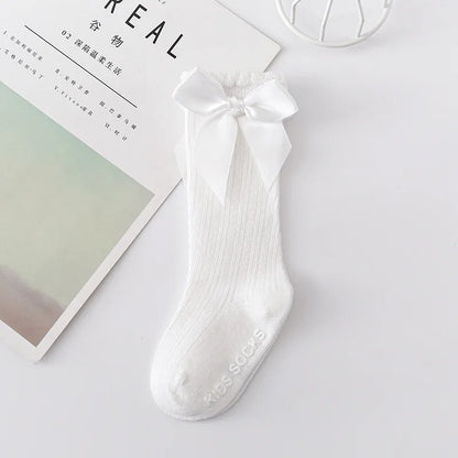 Red Bow Tie Knee High Tube Socks Girls' Christmas Stockings Infants Toddlers Soft Cotton Children Non Slip Floor Socks Baby Gift