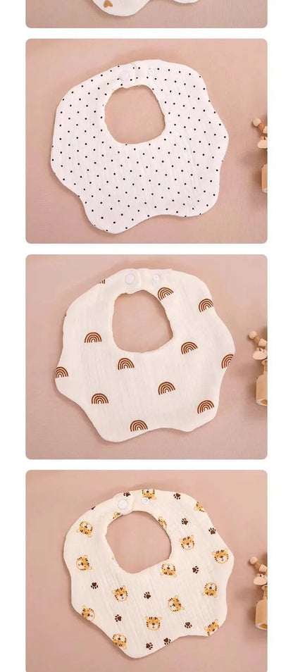 Wholesale Pure Cotton Printed Six-layer 360 Rotatable Baby Feeding Bibs Toddler Saliva Towel Infant Gauze Baby Bib