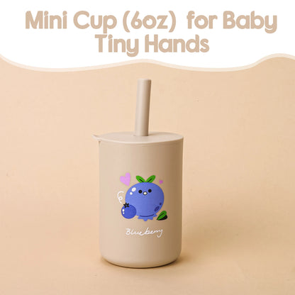 Baby Feeding Drinkware Straw Cup Baby Cartoon Learning Feeding Cup Food Grade Silicone Toddler Water Bottle Tableware BPA Free