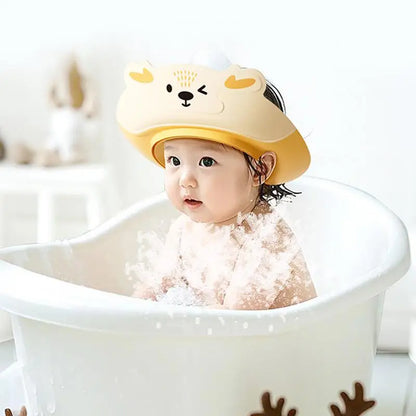 Baby Bathing Hat Adjustable Cartoon Ear Protection Shampooing Visor For Children Kid Showering Supplies For Boys And Girls Hair