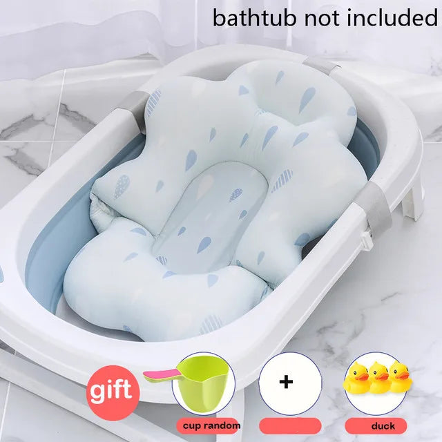 Baby Bath Seat Support Mat Foldable Baby Bath Tub Pad Chair Newborn Bathtub Pillow Infant Anti-Slip Soft Comfort Body Cushion