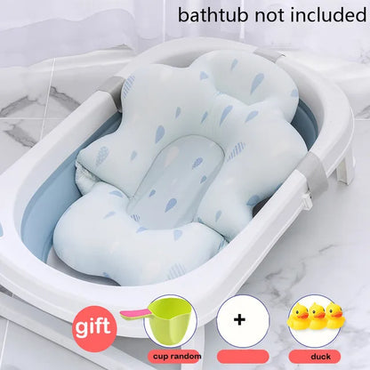 Baby Bath Seat Support Mat Foldable Baby Bath Tub Pad Chair Newborn Bathtub Pillow Infant Anti-Slip Soft Comfort Body Cushion