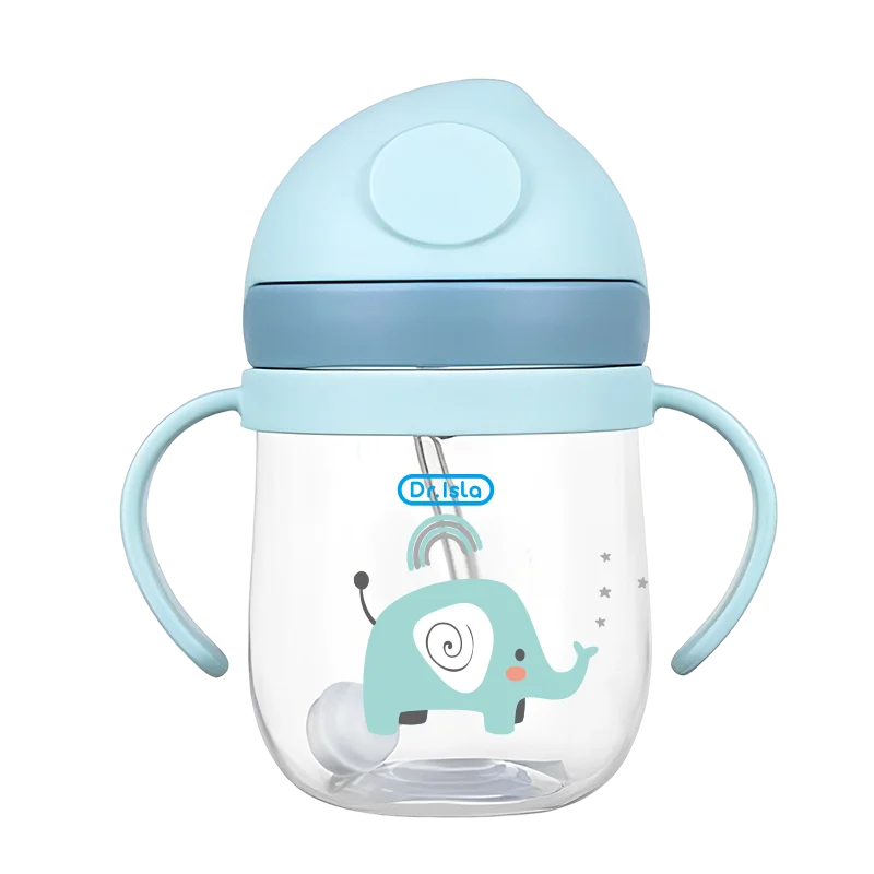 250ml Baby Feeding Cup with Straw Children Learn Feeding Drinking Bottle Animal Design Kids Training Cup with Straw BPA Free
