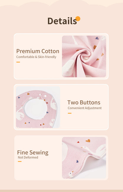 INSULAR Baby Bibs Newborn Cotton Soft Saliva Towel Infant Feeding Cloth Muslin Stuff Printing Pinny Waterproof U-shaped 3 Layers