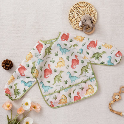 Elinfant 1PC Long Sleeve Bibs, Waterproof Feeding Bibs,Washable Burp Cloth,Coveralls Bibs,Easy To Clean,Wash-Free Eating Bibs
