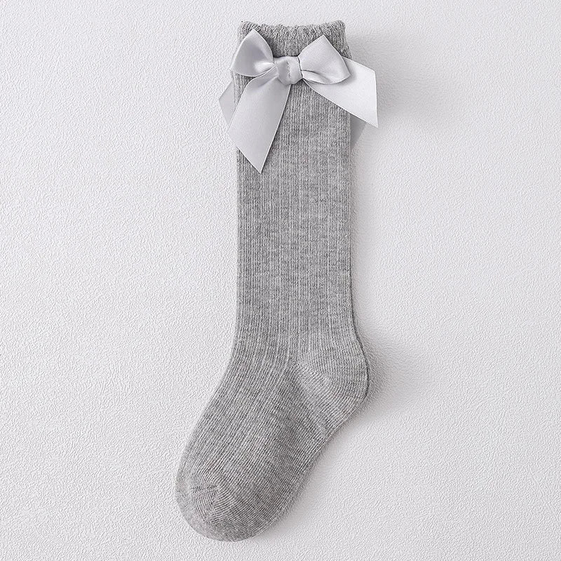 Red Bow Tie Knee High Tube Socks Girls' Christmas Stockings Infants Toddlers Soft Cotton Children Non Slip Floor Socks Baby Gift