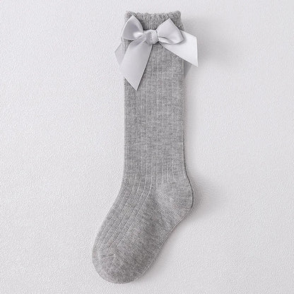 Red Bow Tie Knee High Tube Socks Girls' Christmas Stockings Infants Toddlers Soft Cotton Children Non Slip Floor Socks Baby Gift