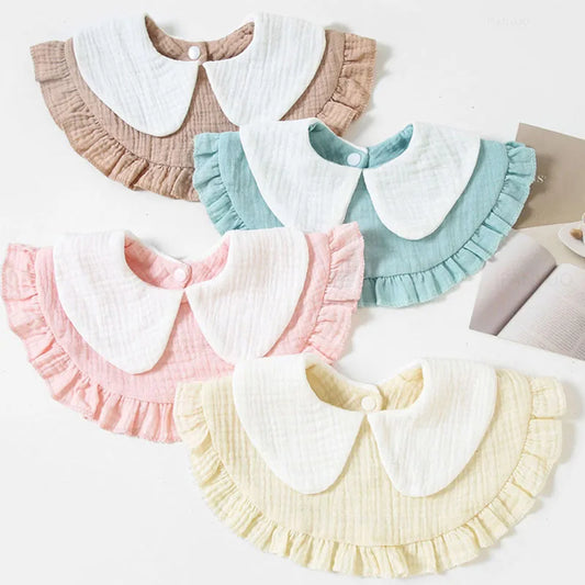 Newborn Baby Baby Stuff Items Gauze Bibs 4 Layer Pure Cotton 360 Degree Round Solid Color Infant Burp Cloth Apron Children Gifts