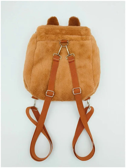 Student School Bag Artificial Fur Plush Capybara Bag Casual All-match Fur Bag Large Capacity Backpack School Backpack Mochila