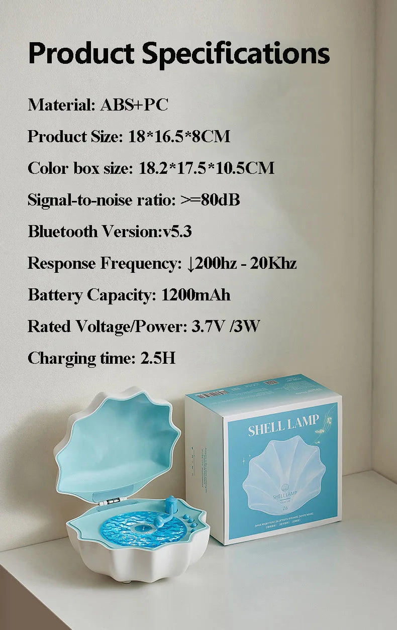 Portable Retro Bluetooth Speaker White Noise Sleep Aid Bluetooth Soundbar with Colorful Projection Light Wireless Music Player