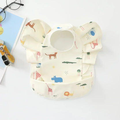 Waterproof Baby Bibs Cartoon Girl Boy Infant Meals Bib Anti-dirty Saliva Bibs with Angel Wings Baby Feeding Stuff Children Smock