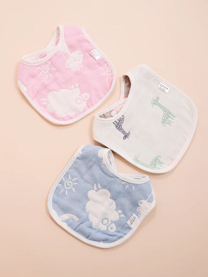 3pcs Baby Bibs U Shape Absorbent Soft Cotton Bib Soft Comfortable Toddler Feeding Eating Burpcloths Waterproof Saliva Towel