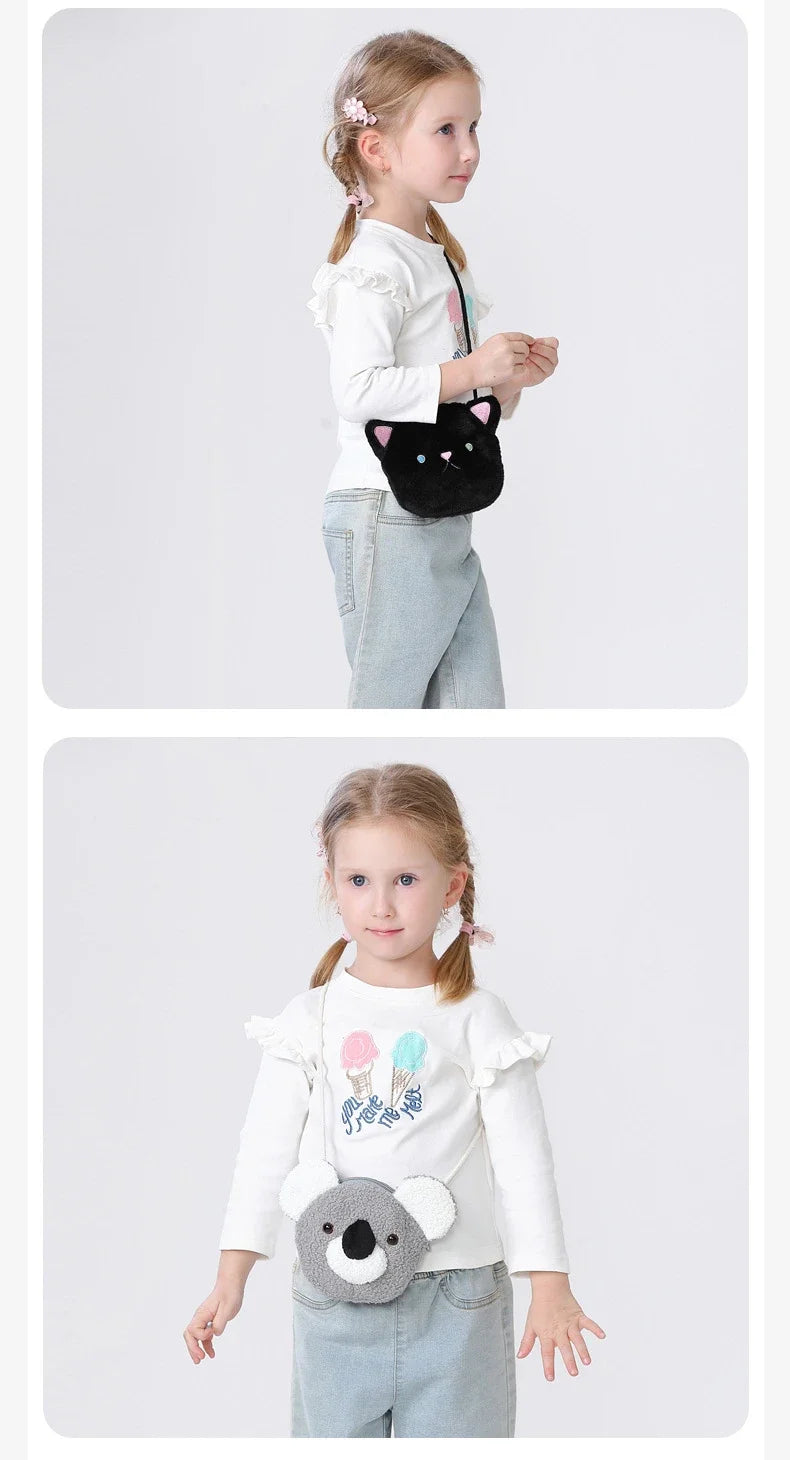 Cartoon Plush Crossbody Bag for Children Cute Animal Bear Coin Wallet Boys and Girls Mini Shoulder Bag Kawaii Plush Purses