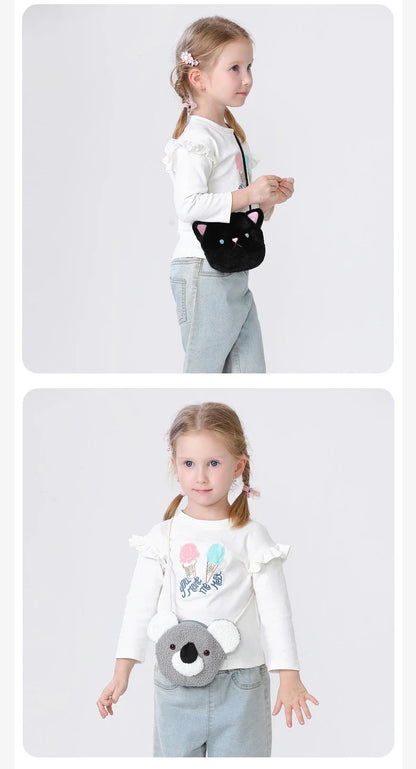Cartoon Plush Crossbody Bag for Children Cute Animal Bear Coin Wallet Boys and Girls Mini Shoulder Bag Kawaii Plush Purses