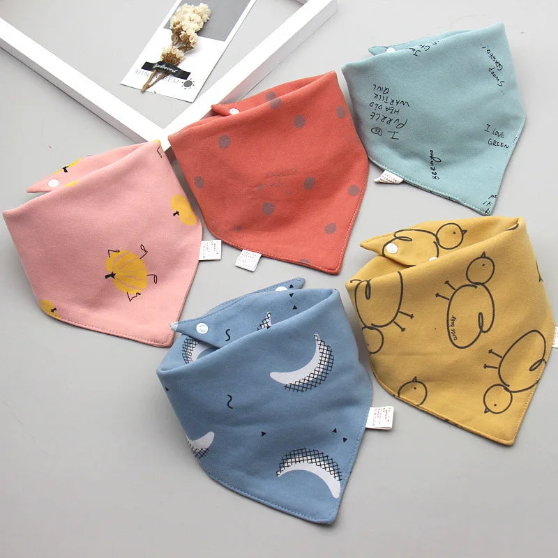 5 Pcs/Lot Baby Bandana Bibs Scarf Burp Cloths Saliva for Newborn Infant Toddler Boys Girls Kids Cartoon Triangle Cotton Bib