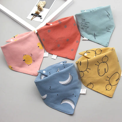 5 Pcs/Lot Baby Bandana Bibs Scarf Burp Cloths Saliva for Newborn Infant Toddler Boys Girls Kids Cartoon Triangle Cotton Bib