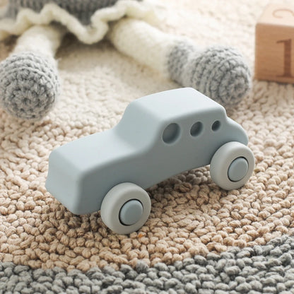 Montessori Baby Silicone Car Toys 0 12 Months Newborn Baby Things Silicone Baby Teether Toy Car  Educational Toy Silicone Blocks