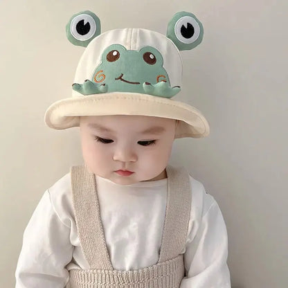 Cartoon Frog Baby Bucket Hat Breathable Soft Cotton Infant Boys Girls Fisherman Cap Outdoor Travel Toddler Sun Hats