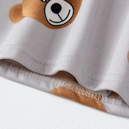 2-piece 2024 new autumn children's cute bear long-sleeved trousers suit boy leisure and comfortable home cover girl Joker pajama